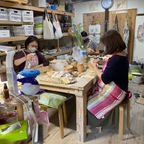 Students working with clay in our pottery studio.